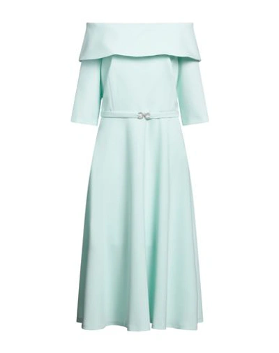 Shop Luis Civit Woman Midi Dress Light Green Size 12 Polyester, Polyurethane