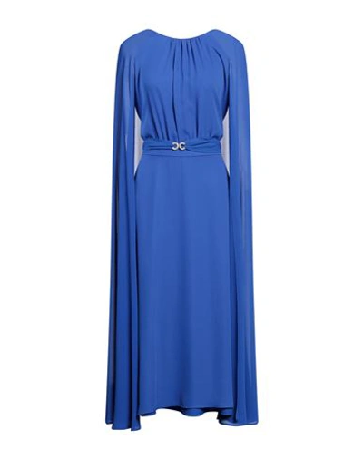 Shop Luis Civit Woman Midi Dress Bright Blue Size 8 Polyester, Elastane