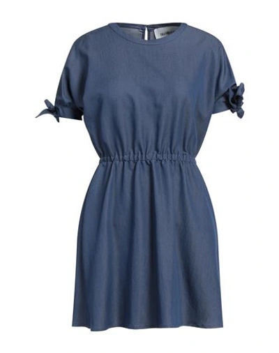 Shop Silvian Heach Woman Mini Dress Blue Size 8 Viloft, Polyester, Elastane