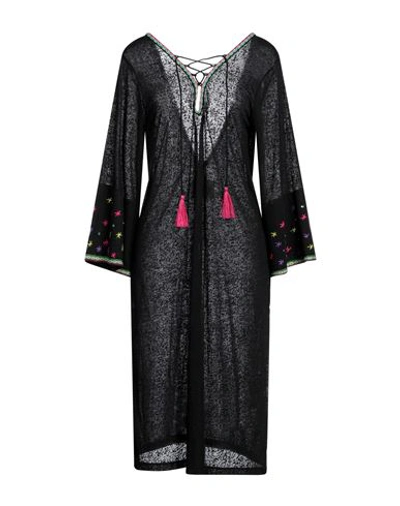 Shop Pitusa Woman Midi Dress Black Size Onesize Cotton, Polyester