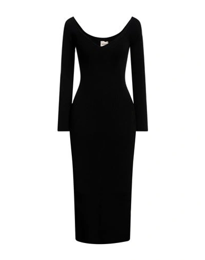 Shop Khaite Woman Midi Dress Black Size M Viscose, Polyester