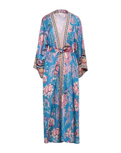 Shop Anjuna Woman Overcoat & Trench Coat Azure Size M Cotton, Silk In Blue