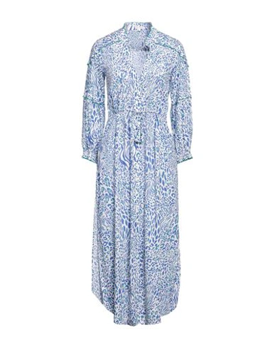 Shop Poupette St Barth Woman Midi Dress Blue Size L Viscose