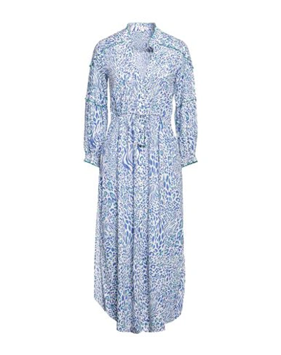 Poupette St Barth Woman Midi Dress Blue Size L Viscose In Blue