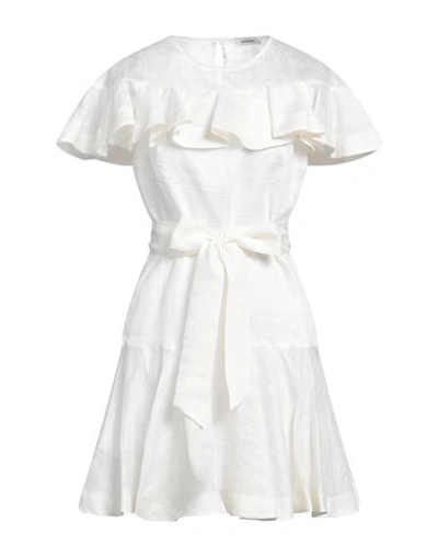 Shop Sandro Woman Mini Dress Off White Size 10 Linen, Polyester