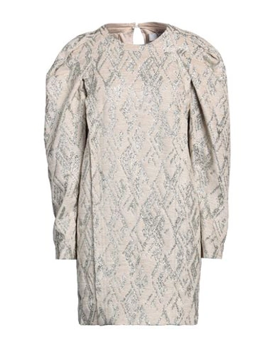 Shop Iro Woman Mini Dress Khaki Size 6 Acrylic, Metallic Polyester, Polyamide In Beige