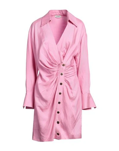 Sandro Woman Mini Dress Pink Size 8 Viscose, Linen In Pink