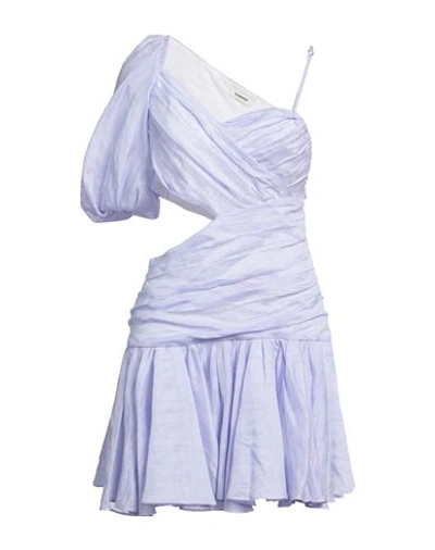 Shop Sandro Woman Mini Dress Lilac Size 10 Linen, Polyester In Purple