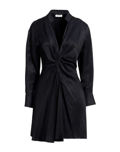 Shop Sandro Woman Mini Dress Midnight Blue Size 10 Viscose, Linen