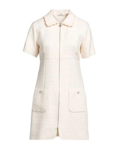Shop Sandro Woman Mini Dress Cream Size 10 Cotton, Viscose, Acrylic, Polyamide In White