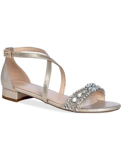 Shop Paradox London Elyse Womens Open Toe Ankle Strap Heels In Silver