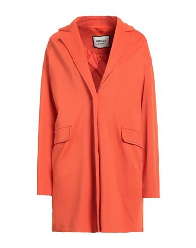 Shop Marella Woman Coat Orange Size 10 Viscose, Polyamide, Elastane