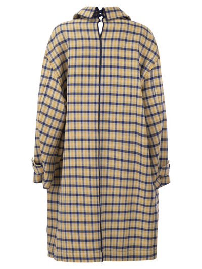 Shop Marni Reversible Wool Coat With Check Pattern