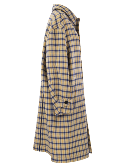 Shop Marni Reversible Wool Coat With Check Pattern