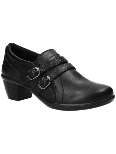 Shop Easy Street Stroll Womens Faux Leather Zipper Mules In Black