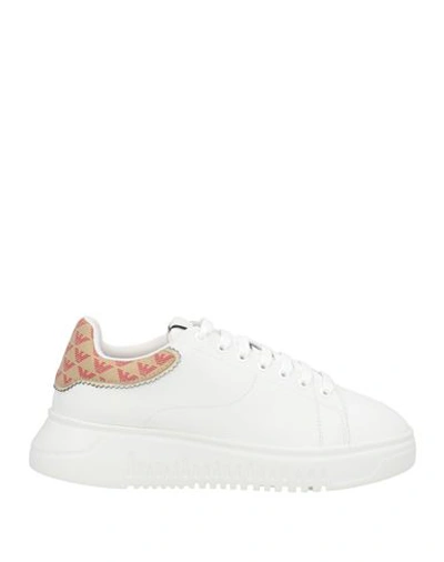 Shop Emporio Armani Woman Sneakers White Size 5.5 Bovine Leather, Polyamide, Polyurethane