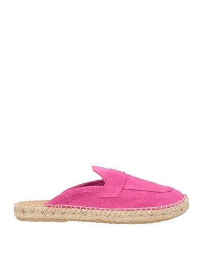 Shop Abarca Woman Espadrilles Fuchsia Size 8 Leather In Pink