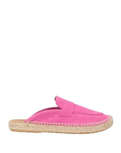 Shop Abarca Woman Espadrilles Fuchsia Size 6 Leather In Pink