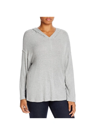 Shop Aqua Curve Plus Womens Waffle Hooded Top In Grey