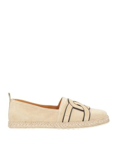 Shop Tod's Woman Espadrilles Ivory Size 11 Leather In White