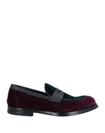 Shop Giovanni Conti Man Loafers Purple Size 9 Leather, Textile Fibers