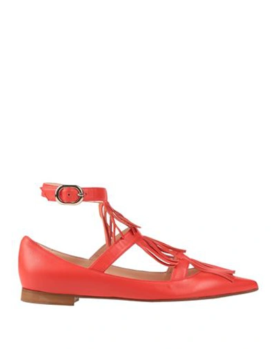 Shop Prosperine Woman Ballet Flats Coral Size 6 Leather In Red