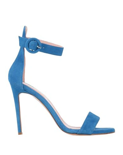 Shop Anna F . Woman Sandals Azure Size 8 Leather In Blue