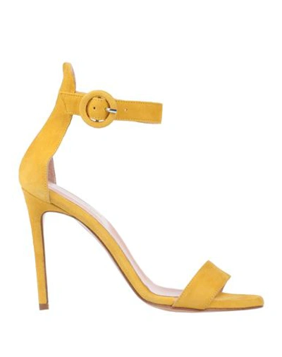 Shop Anna F . Woman Sandals Yellow Size 7.5 Leather