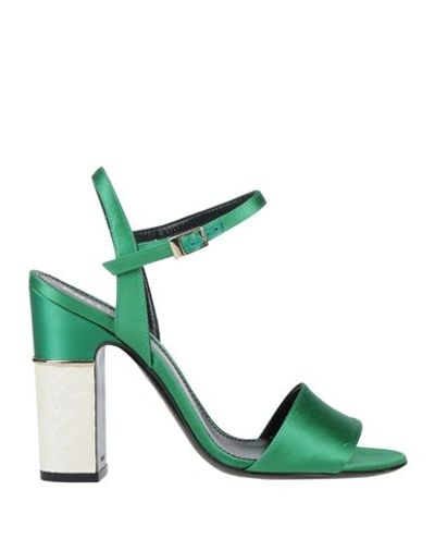 Shop Pollini Woman Sandals Green Size 7 Textile Fibers