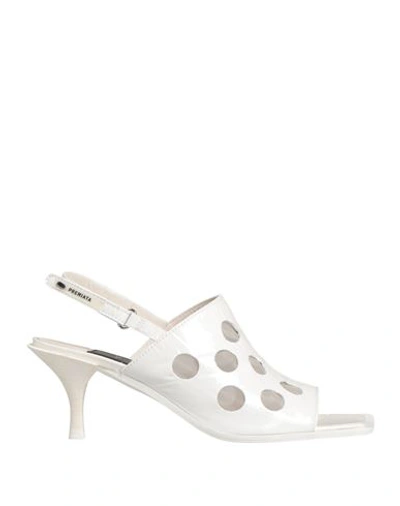 Premiata Woman Sandals White Size 6 Leather In White