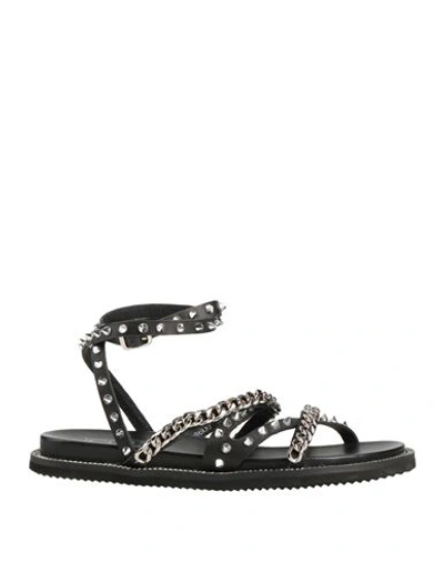 Cult Woman Sandals Black Size 8 Leather In Black