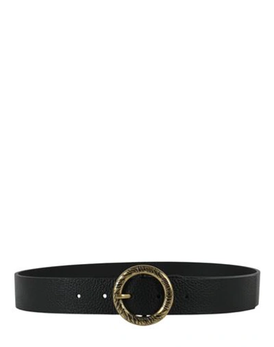 Shop Just Cavalli Round Buckle Leather Belt Woman Belt Black Size 39.5 Calfskin