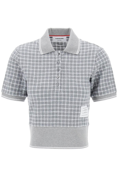 Shop Thom Browne Check Tweed Polo Shirt