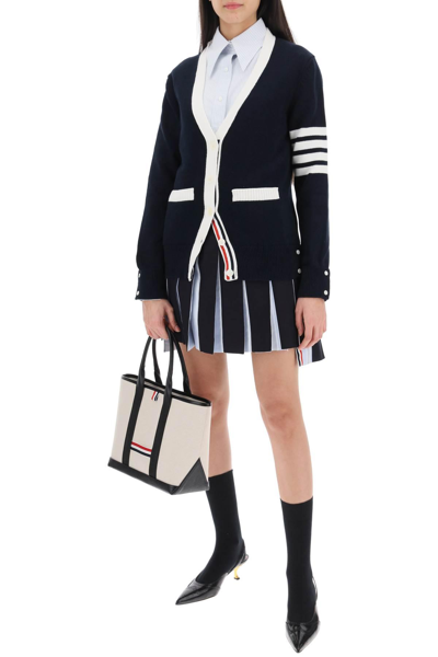 Shop Thom Browne Striped Oxford Shirt With Pointed Collar