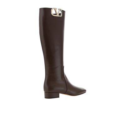 Shop Valentino Garavani  Garavani Leather Logo Boots