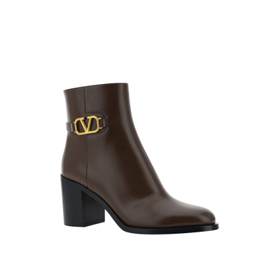 Shop Valentino Garavani  Garavani Leather V Logo Ankle Boots
