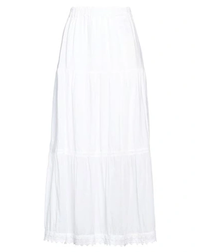 Shop 120% Lino Woman Maxi Skirt White Size 8 Linen