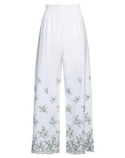 Shop Loretta Caponi Woman Pants White Size L Cotton