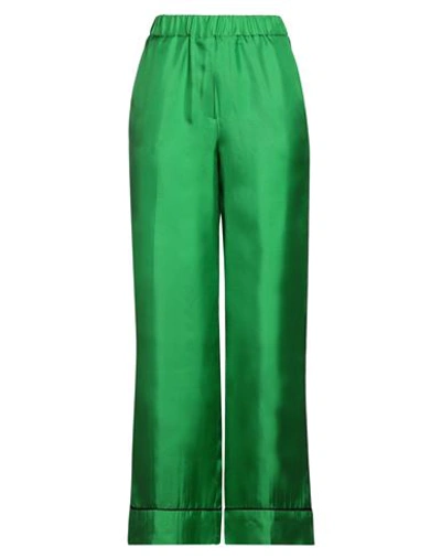 Shop The Nina Studio Woman Pants Green Size 8 Silk