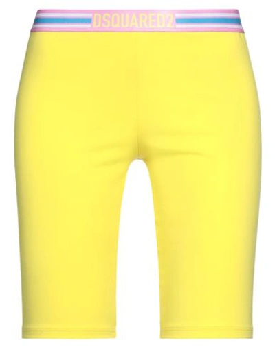Shop Dsquared2 Woman Leggings Yellow Size 4 Cotton, Elastane