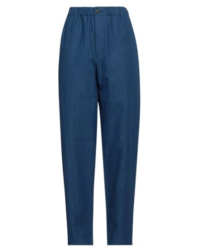 Shop Kenzo Woman Pants Blue Size M Cotton, Linen
