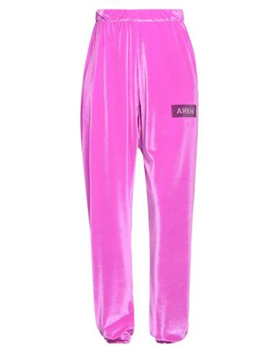 Shop Amen Woman Pants Fuchsia Size M Polyester, Elastane, Glass, Polyethylene In Pink