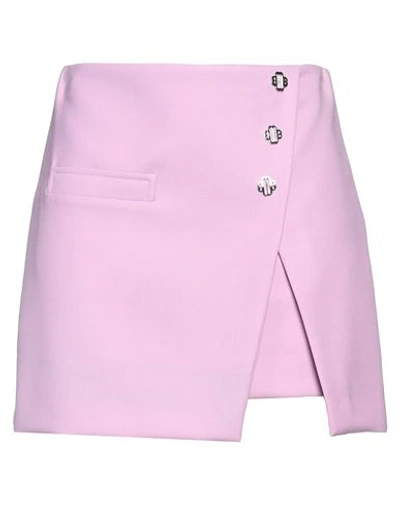 Shop Maje Woman Mini Skirt Lilac Size 10 Polyester, Virgin Wool, Elastane In Purple