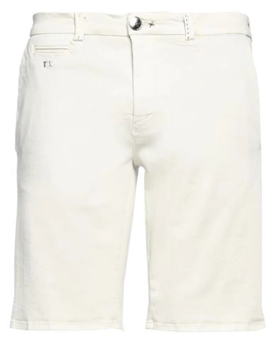 Shop Tramarossa Man Denim Shorts Ivory Size 33 Cotton, Polyester, Elastane In White