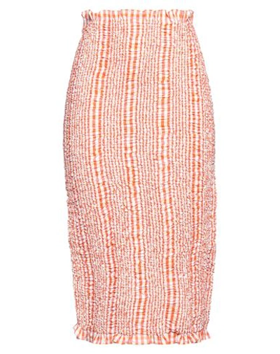 Shop Kenzo Woman Midi Skirt Orange Size L Cotton