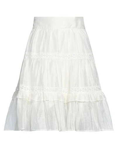 Shop Sandro Woman Mini Skirt White Size 10 Linen, Polyester