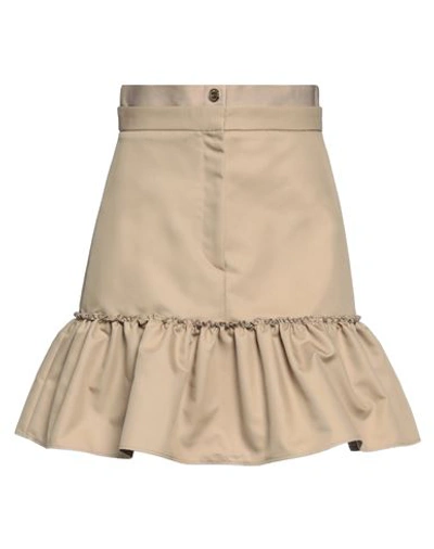 Shop Sandro Woman Mini Skirt Beige Size 10 Cotton, Polyester