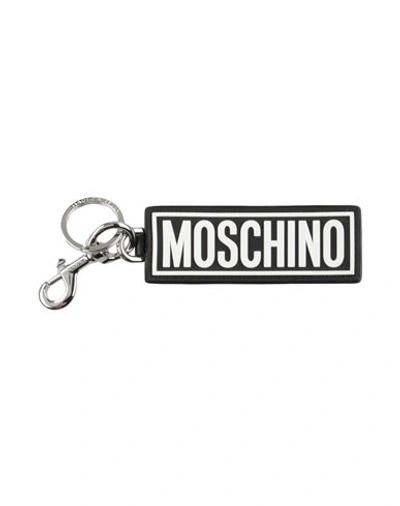 Shop Moschino Man Key Ring Black Size - Leather, Metal, Rubber