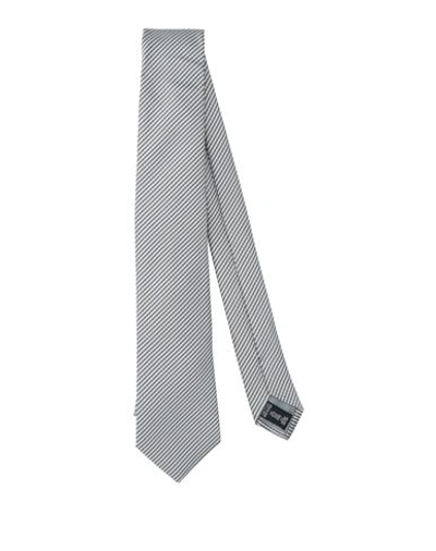 Shop Giorgio Armani Man Ties & Bow Ties Lead Size - Silk, Cotton In Grey