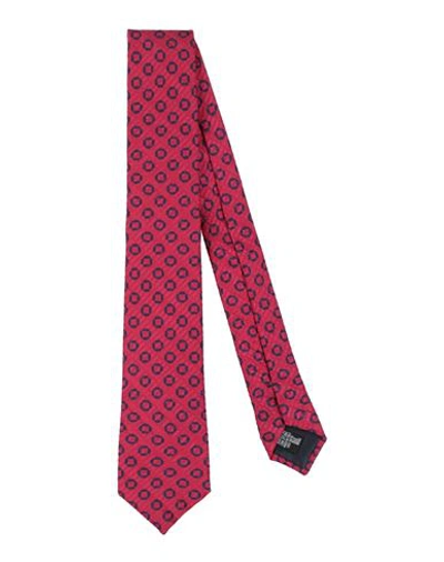 Shop Giorgio Armani Man Ties & Bow Ties Fuchsia Size - Silk In Pink